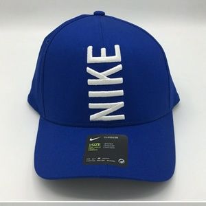 This is a bike hat that's blue with white words🗣